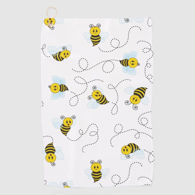 Toalla De Golf Bumblebee Volando Abeja de Bumble Negro Amarillo (Anverso)