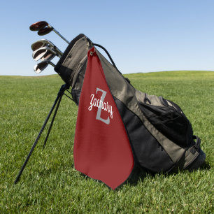 Toalla De Golf Burgundy Gris Blanco Monograma Personalizado