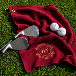 Toalla de Golf Burgundy Personalizada con Iniciale