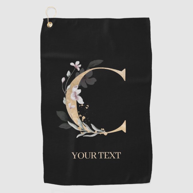 Toalla De Golf C Monograma Floral Personalizado (Anverso)