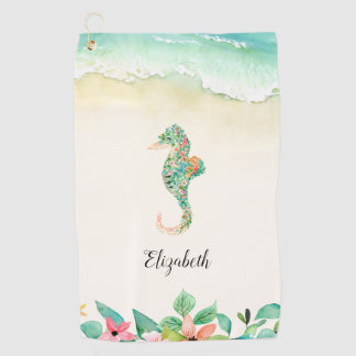 Toalla De Golf Caballo de playa acuático floral personalizado