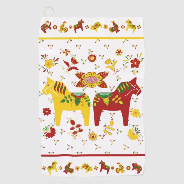 Toalla De Golf Caballo folk dala sueco l rojo y amarillo (Anverso)