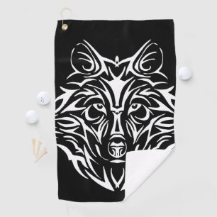 Toalla De Golf Cabeza de lobo blanco en negro 