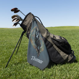 Toalla De Golf Cabeza de lobos negros con ojos azules penetrantes