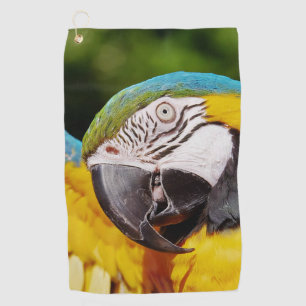 Toalla De Golf Cabeza de un macao azul y amarillo