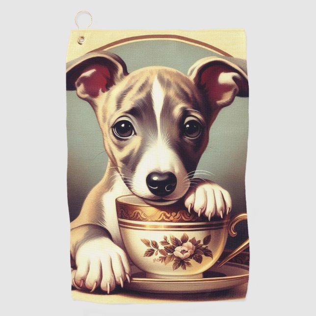 Toalla De Golf Cachorro de Whippet (Anverso)