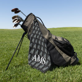 Toalla De Golf Cairn Terrier Dog Silhouette Y&B Grid Black