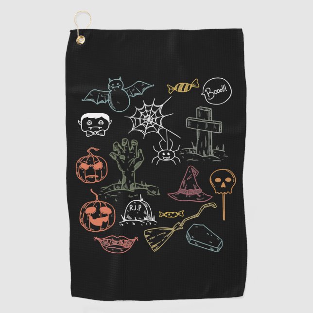 Toalla De Golf Calabaza de bote de Halloween (Anverso)