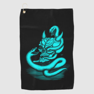 Toalla De Golf Calavera - Cabeza malvada con serpiente