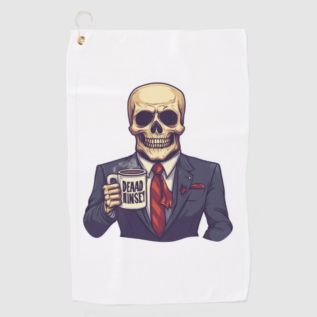 Toalla De Golf Calavera interior muerta - Funny Workday Skeleton (Anverso)