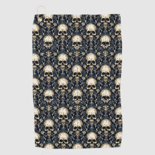 Toalla De Golf Calaveras de gótico y flor azul