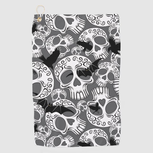 Toalla De Golf Calaveras decorativas de Halloween (Anverso)