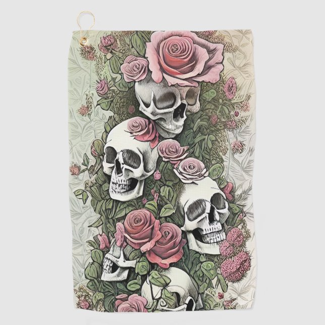 Toalla De Golf Calaveras y Rosas (Anverso)