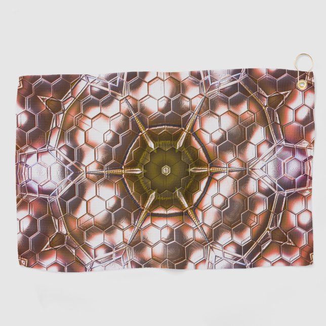 Toalla De Golf Caleidoscopio marrón de hexágonos superpuestos (Horizontal)
