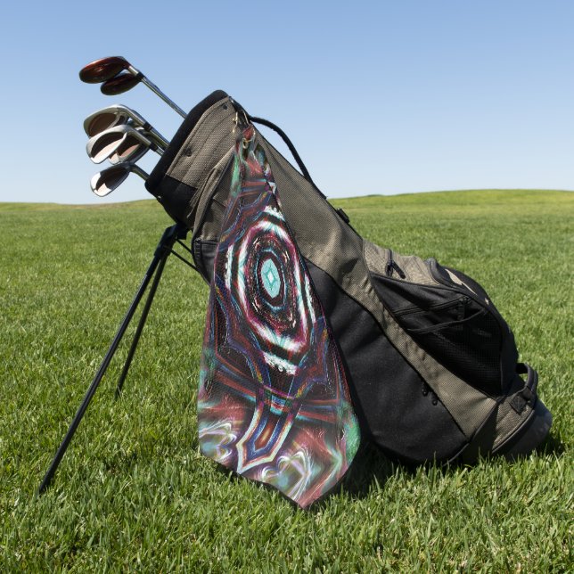 Toalla De Golf Caleidoscopio rústico arbolado con detalles de men (Verde)