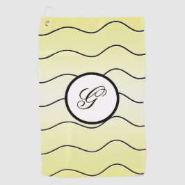 Toalla De Golf Caligrafía Inicial Minimalista Amarillo Suave