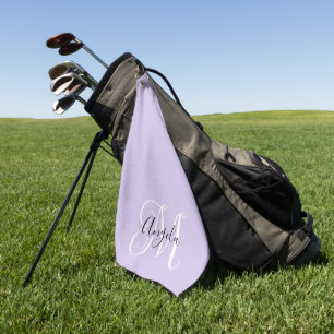 Toalla De Golf Caligrafía Monograma Femenina Rosa Pálido