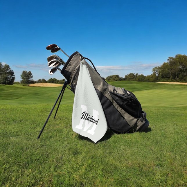 Toalla De Golf Calligrafía de guión monograma Sage Green (Subido por el creador)