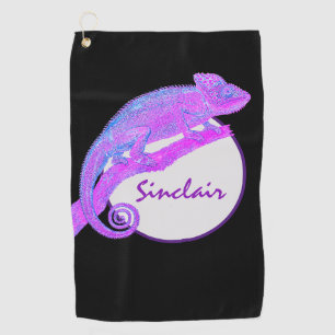 Toalla De Golf Camaleón morado con círculo personalizado