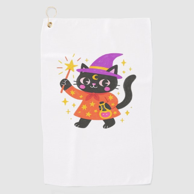 Toalla De Golf Camiseta Celestial Kitty Witch Classic (Anverso)