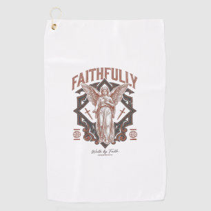 Toalla De Golf Camiseta cristiana grabado vintage ángel fielmente