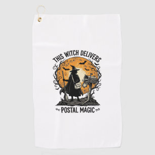 Toalla De Golf Camiseta de Bruja Postal Halloween Vintage Cartero