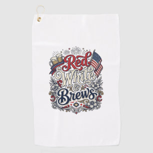 Toalla De Golf Camiseta de cerveza patriótica Red White & Brews D