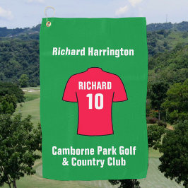 Toalla De Golf Camiseta de Fútbol en Rojo