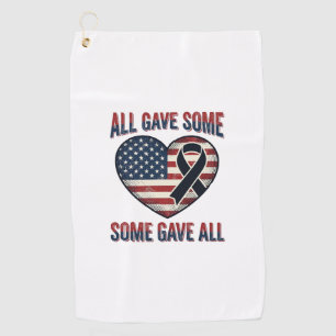Toalla De Golf Camiseta de veterano con cinta de corazón conmemor