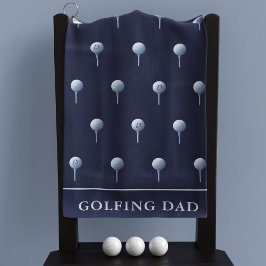 Toalla De Golf Camiseta Monograma Nombre Azul Marino Blanco Patró