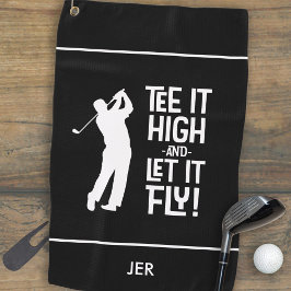 Toalla De Golf Camiseta Negra Tee It High & Let It Fly Humor Dive