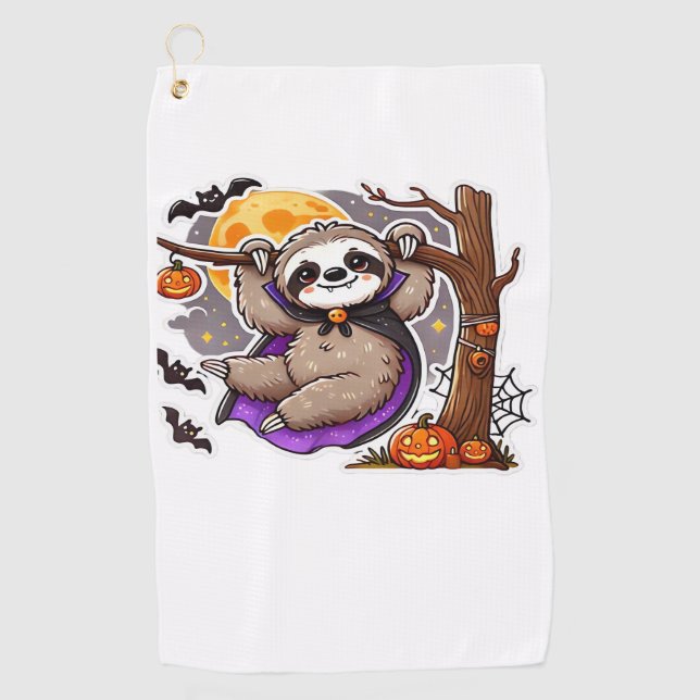 Toalla De Golf Camiseta oversize de Sloth de Halloween Chill Thri (Anverso)