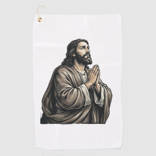 Toalla De Golf Camiseta religiosa hombre orando grabado vintage D