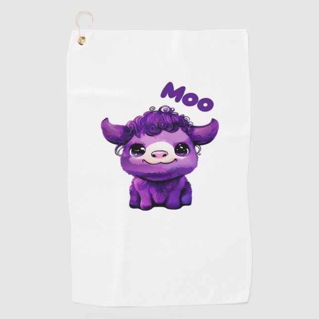 Toalla De Golf Camiseta sobredimensionada de vaca púrpura (Anverso)
