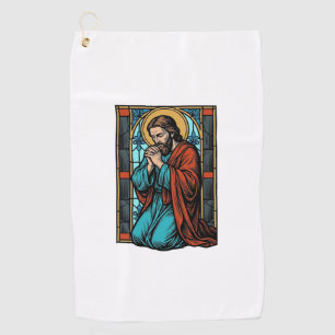 Toalla De Golf Camiseta vectorial de figura religiosa orando vint