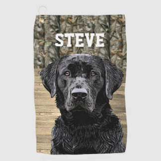 Toalla De Golf Camo Black Lab Perro Rama nombre animal
