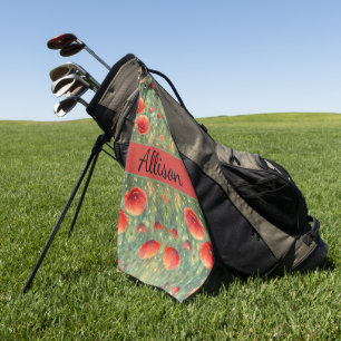 Toalla De Golf Campo brillante de amapolas rojas, personalizable