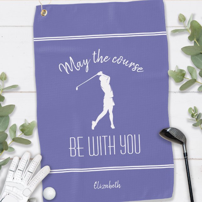 Toalla De Golf Campo de golf Golfer Periwinkle Blue Lady Monogram (Custom Golfer Periwinkle Blue Golf Course Lady Monogrammed Name Golf Towel For Her)