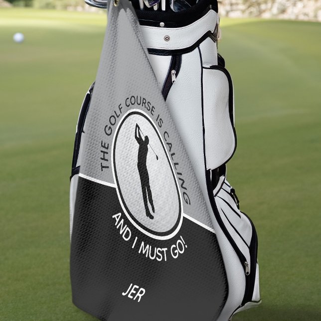 Toalla De Golf Campo de golf Golfer Silhouette Cita Gris negro (Subido por el creador)