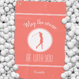 Toalla De Golf Campo de golf Lady Golfer Monograma Pro Coral mode