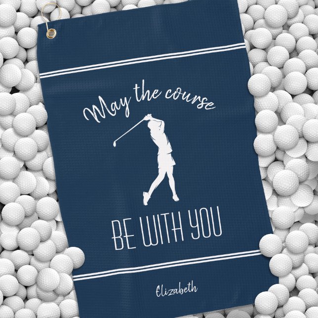 Toalla De Golf Campo de golf Lady Golfer Pro Monograma moderno Az (Subido por el creador)