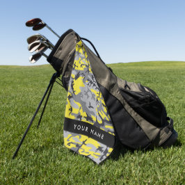 Toalla De Golf Camuflaje amarillo y gris Tu nombre personaliza