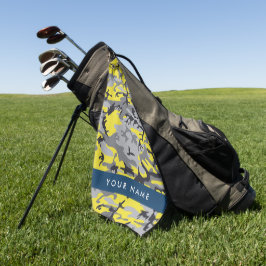 Toalla De Golf Camuflaje amarillo y gris Tu nombre personaliza