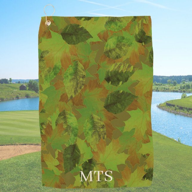Toalla de Golf Camuflaje de Hojas Verdes con Monog (Subido por el creador)