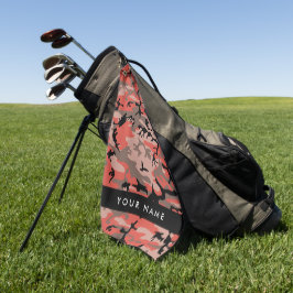 Toalla De Golf Camuflaje rojo y marrón Tu nombre Personaliza