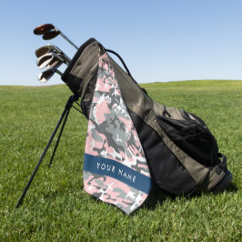Toalla De Golf Camuflaje rosa y gris Tu nombre Personaliza