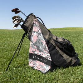 Toalla De Golf Camuflaje rosa y gris Tu nombre Personaliza