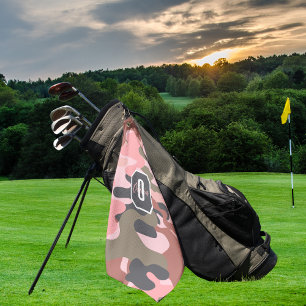 Toalla De Golf Camuflaje rosa y verde moderno y elegante, persona