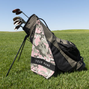 Toalla De Golf Camuflaje Rosa y Verde Personaliza tu nombre