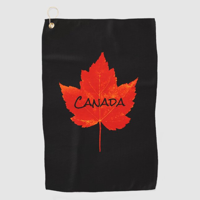 Toalla De Golf Canadá Day Red Black Maple Leaf (Anverso)